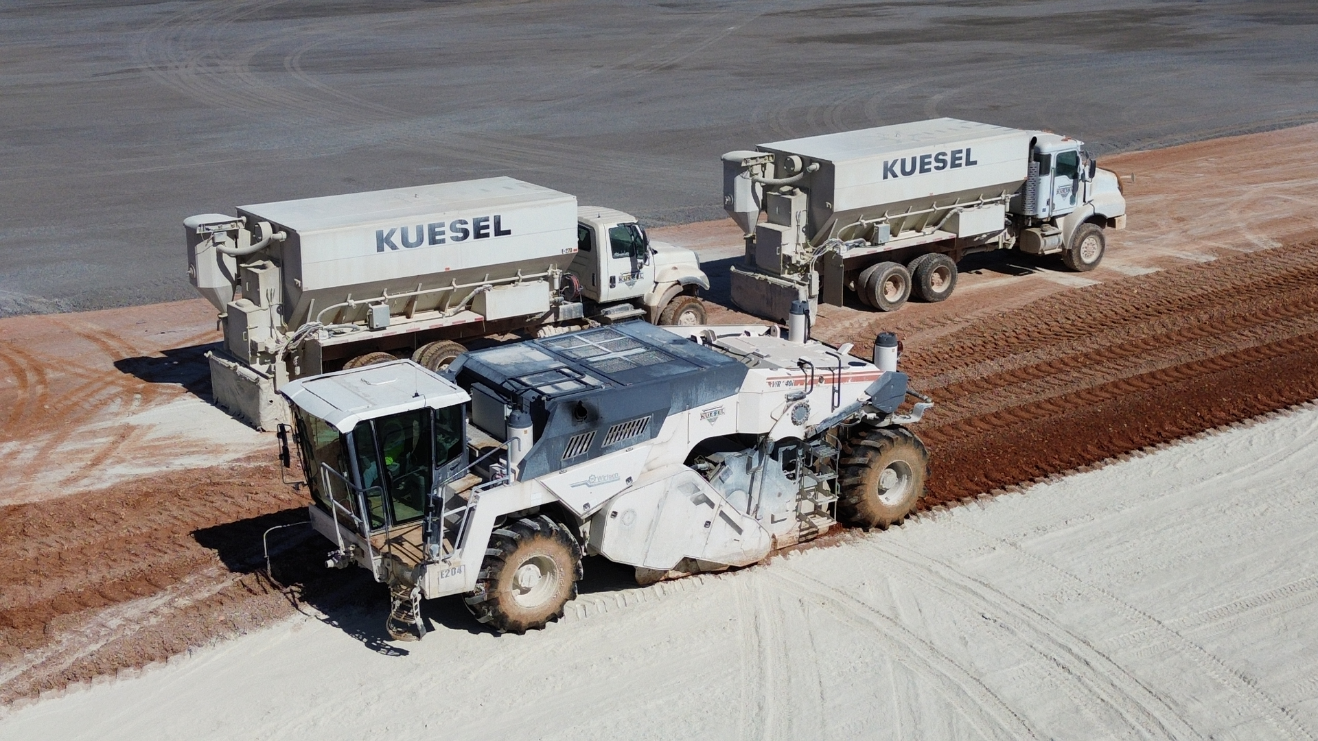Soil improvement and ground modification equipment on commercial construction site